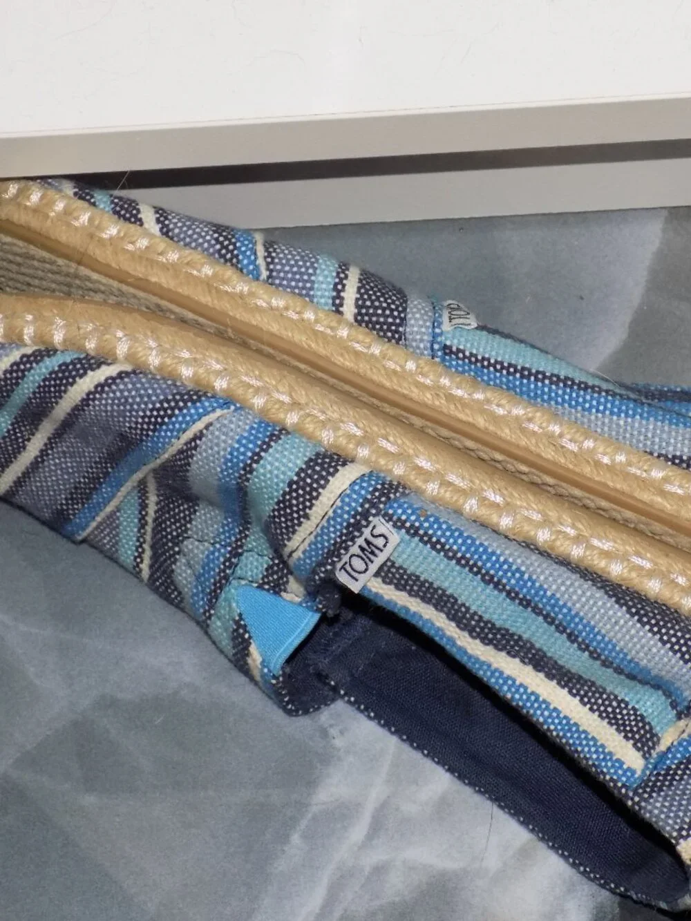 Toms Blue Striped Slip On Woven Texture Espadrilles Flats Size 6 Women's